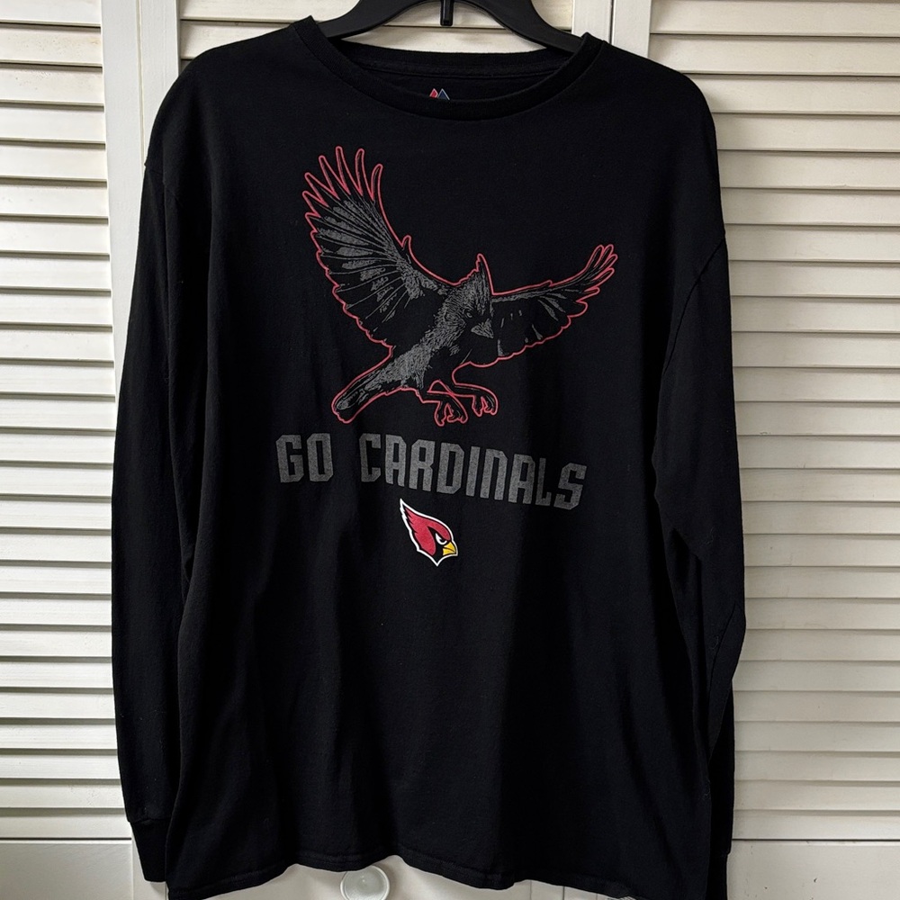 Majestic Black Long Sleeve Tee with Red and Gray Design